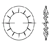 Podkładka sprężysta okrągła wachlarzowa uzębiona wewnętrznie